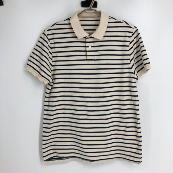 J.Crew Men's Black & off white (cream) Deck-striped polo size L - Picture 2 of 16